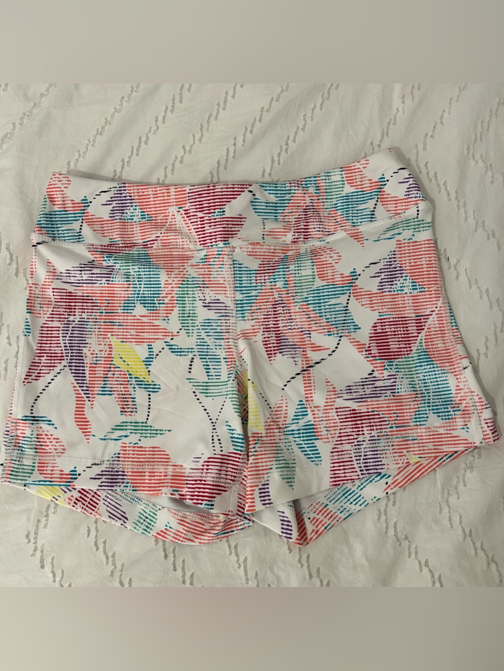Pro Player Women's Biker Shorts Multicolor Abstract Floral Pockets Wicking M